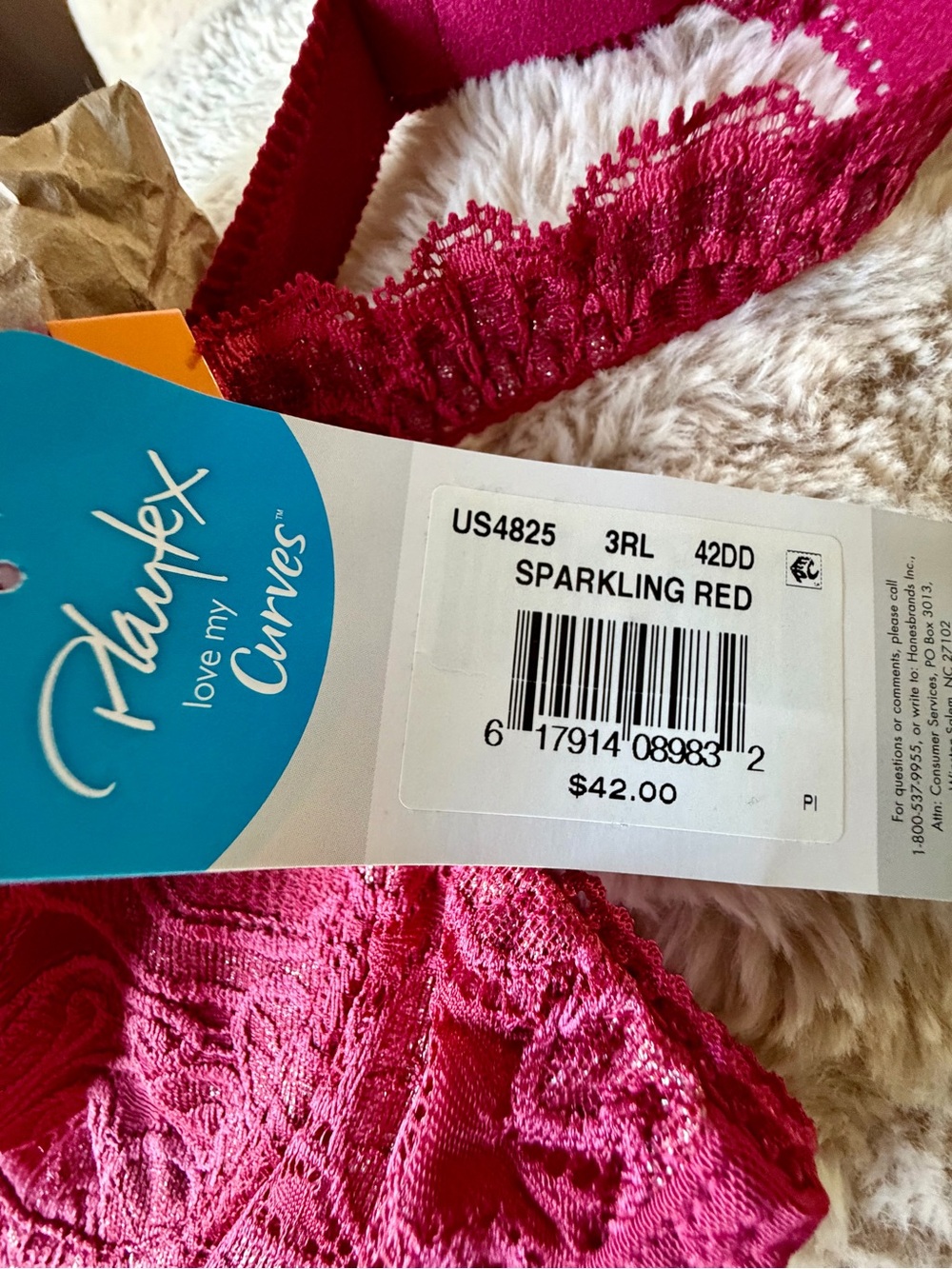 Playtex Lace Underwire Bra in Raspberry - Picture 2 of 16